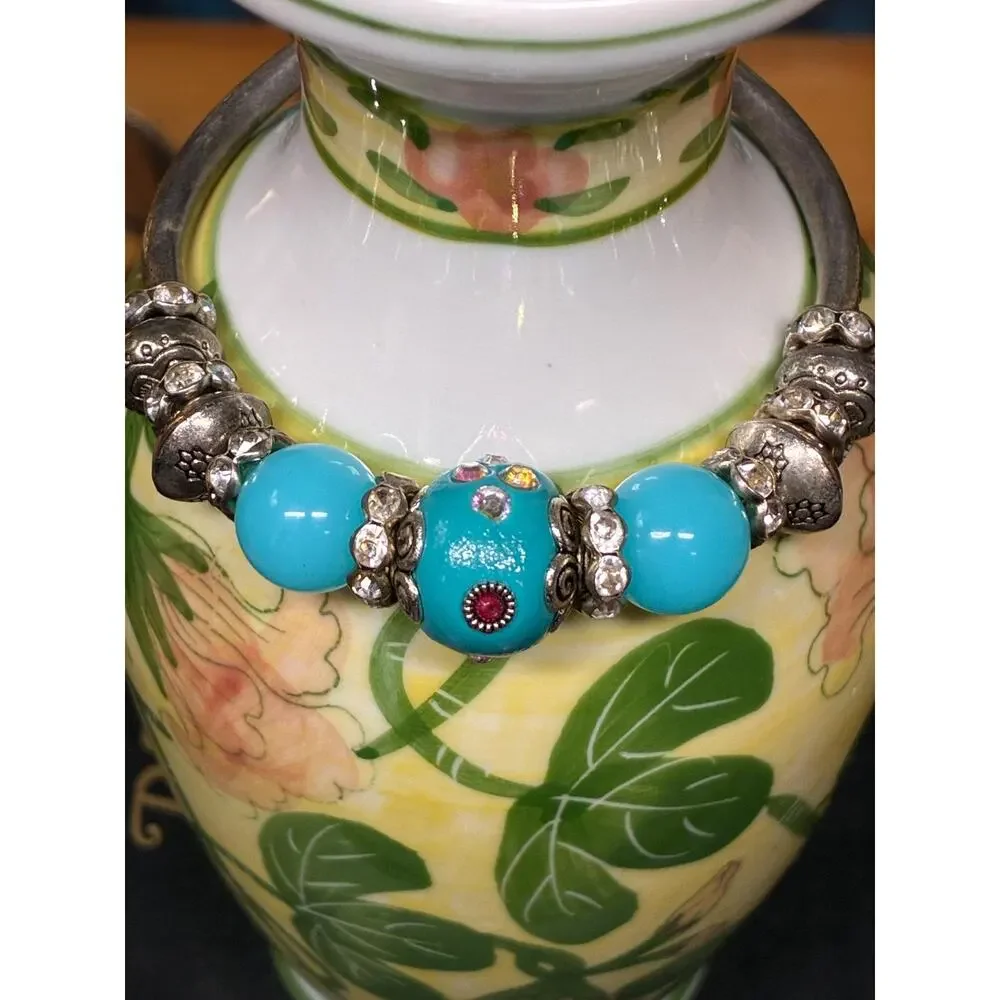 Turquoise Charm Bracelet with “I Love You” Heart Charms – Made with Love, Boho